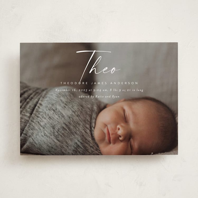 "Complete" - Birth Announcements in Linen by Kasia Labocki - Front