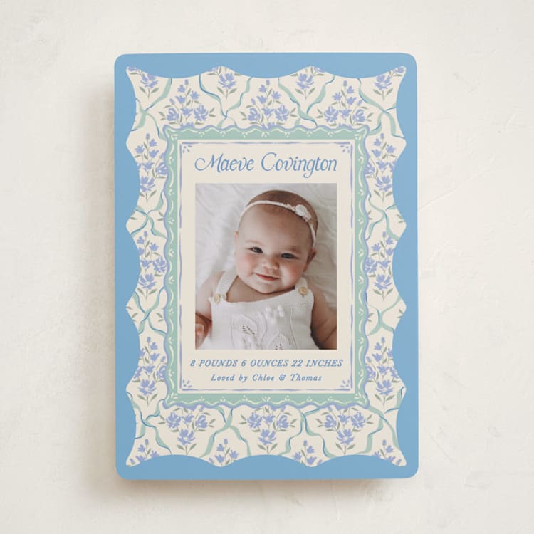 "Highgrove" - Birth Announcements in Periwinkle by Jackie Crawford - Front
