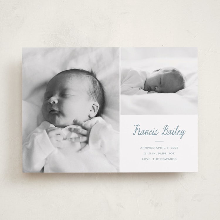 "Vintage Duo" - Birth Announcements in Pond by Carolyn MacLaren - Front