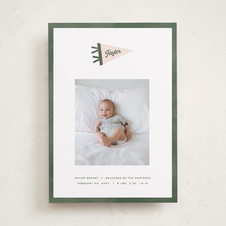 "Pennant" - Birth Announcements in Ivy by Pixel and Hank - Front