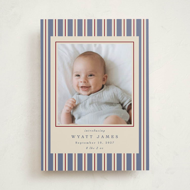 "Colorful Stripes" - Birth Announcements in Lake by Robert and Stella - Front