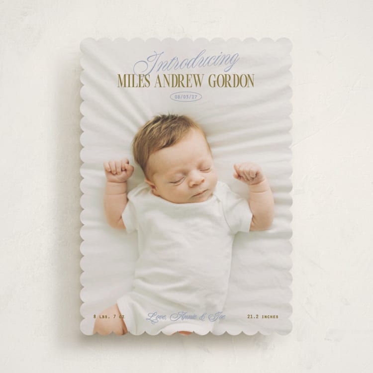 "Introducing" - Birth Announcements in Periwinkle by Owl and Toad - Front