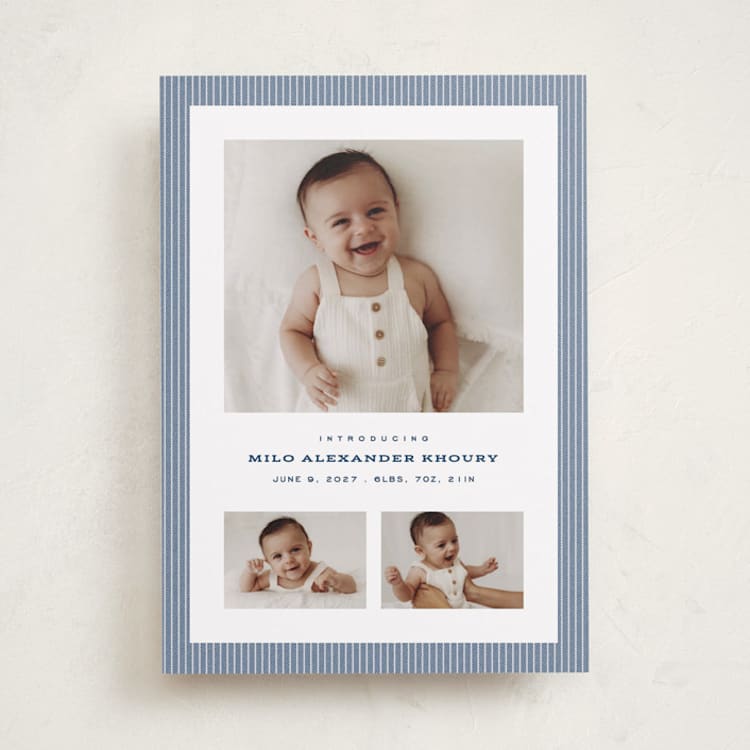"Hickory stripe" - Birth Announcements in Denim by Lea Delaveris - Front