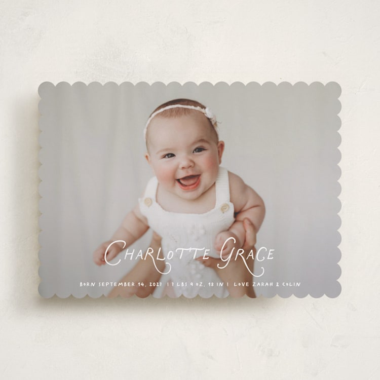 "handdrawn style" - Birth Announcements in Marshmallow by Benita Crandall - Front