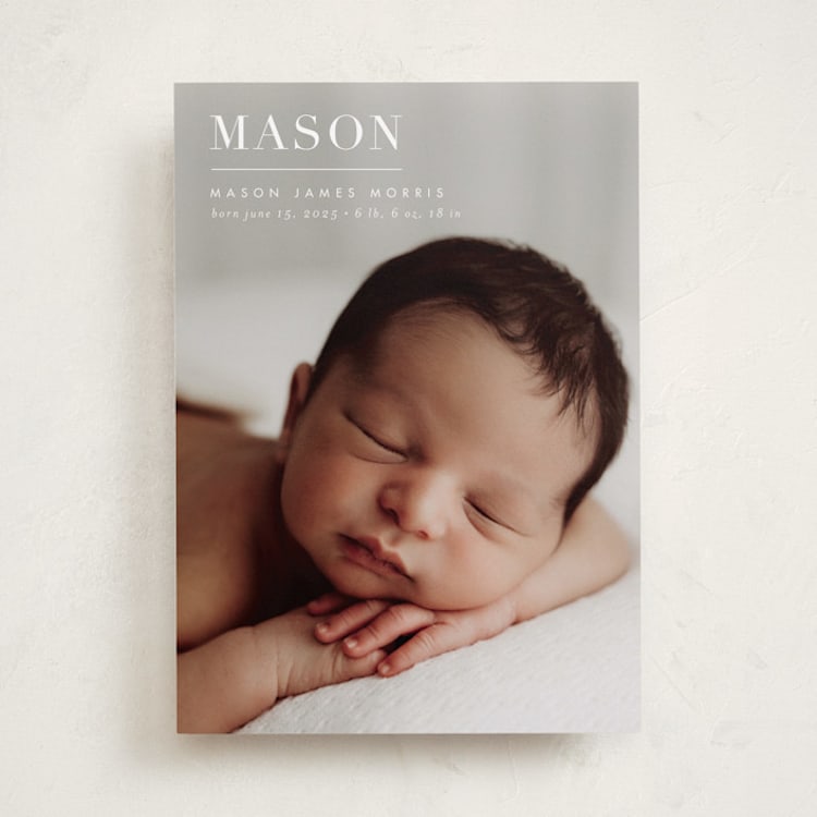 "simply named" - Birth Announcements in Snow by Sarah Curry - Front