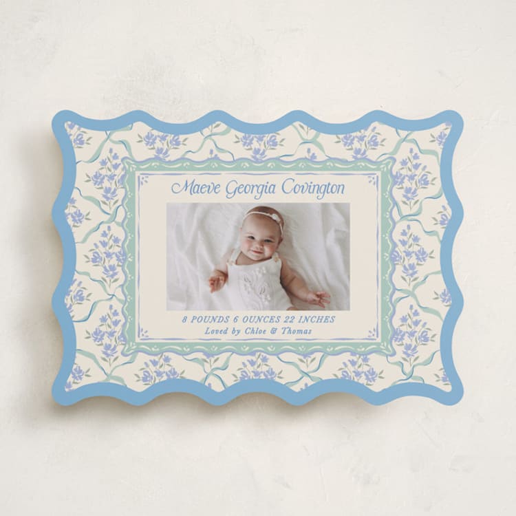 "Highgrove" - Birth Announcements in Periwinkle by Jackie Crawford - Front
