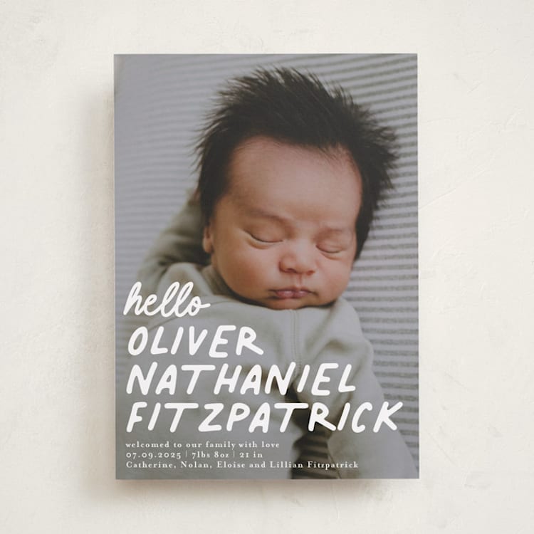 "casual hello" - Birth Announcements in Snow by Angela Marzuki - Front