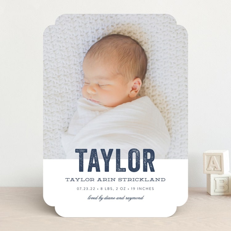 "Statement" - Birth Announcements in Marine by Sara Hicks Malone - Front