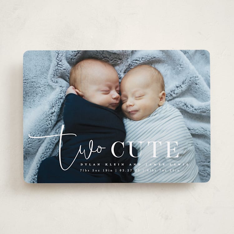 "Two Cute" - Birth Announcements in Silk by Creo Study - Front