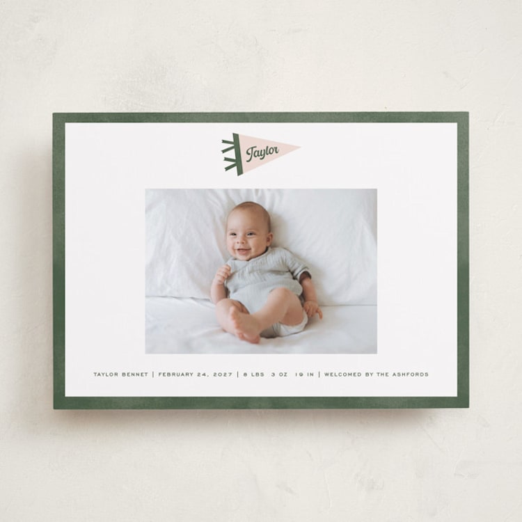 "Pennant" - Birth Announcements in Ivy by Pixel and Hank - Front