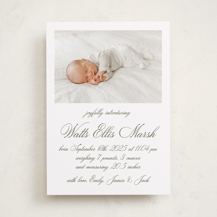 "Walden" - Birth Announcements in Fern by Megan Davis - Front