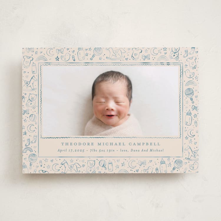"Iconic bebe" - Birth Announcements in Bluebird by Creo Study - Front
