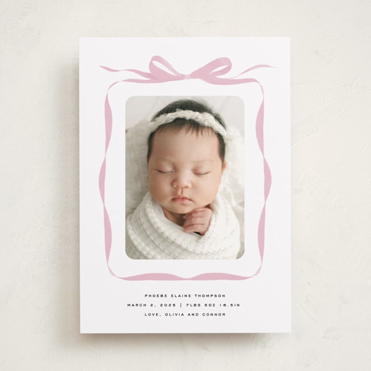 "Bow" - Birth Announcements in Poppy by Olivia Kanaley Inman - Front