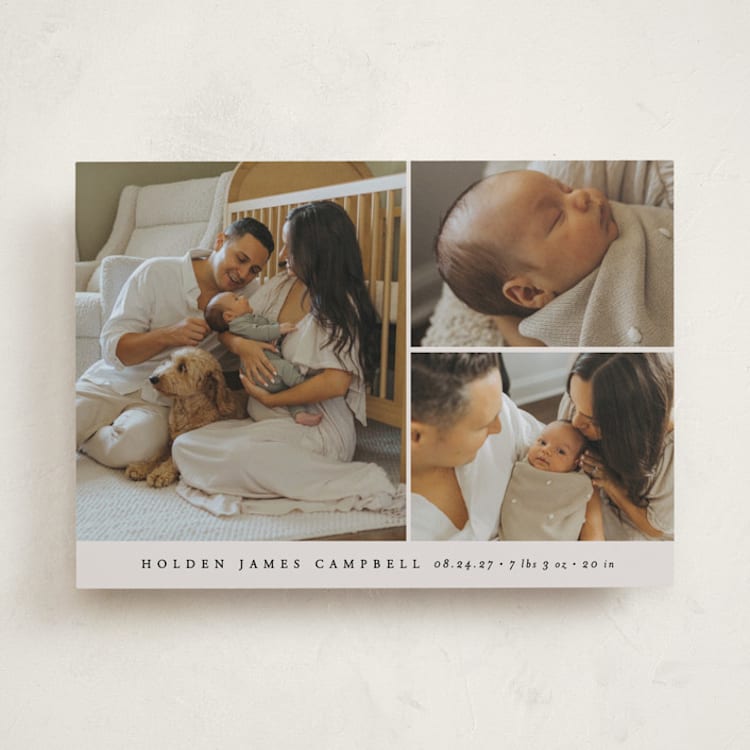 "Sweet Three" - Birth Announcements in Cloud by Brianne Larsen - Front