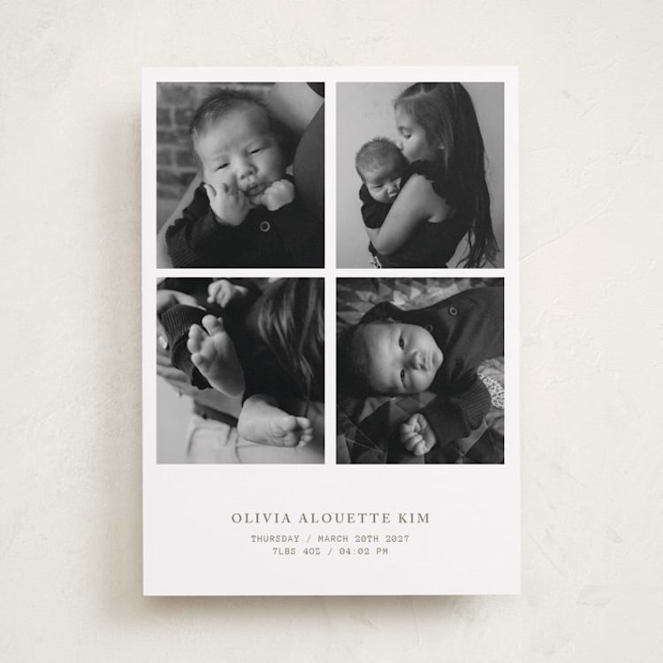 "love in a grid" - Birth Announcements in Snow by Bramble Studio - Front
