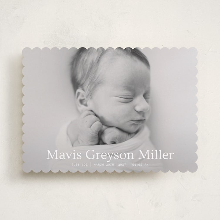 "simple in serif" - Birth Announcements in Snow by Bramble Studio - Front