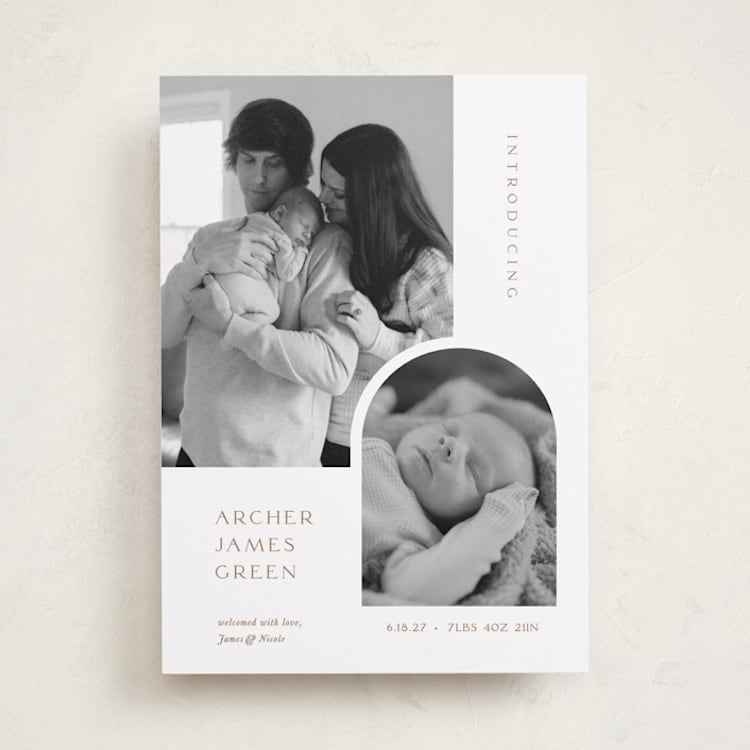 "Modern Inset" - Birth Announcements in Cotton by Robin Ott - Front