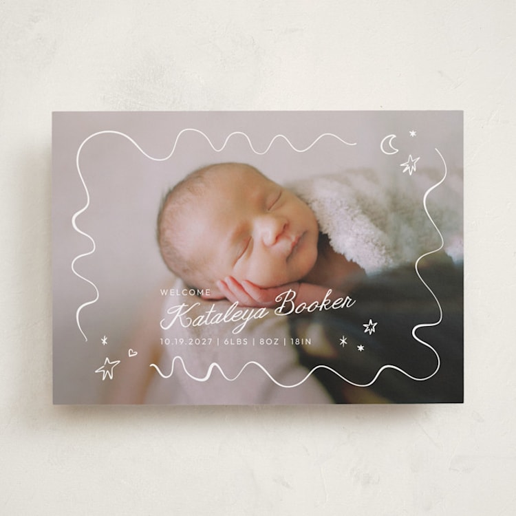 "Dreamland" - Birth Announcements in Linen by Zove Ahhh - Front