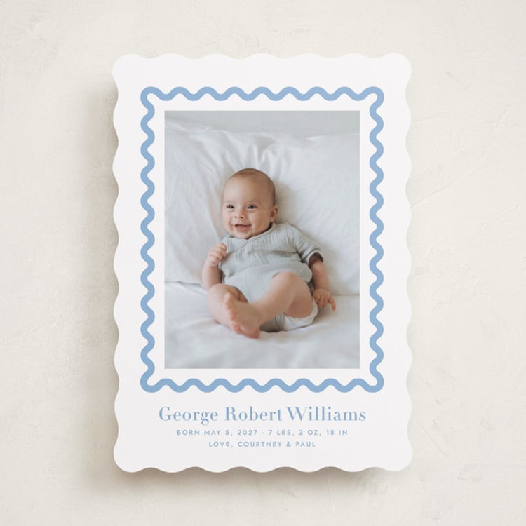 "Ric Rac" - Birth Announcements in Bluebell by Megan Davis - Front