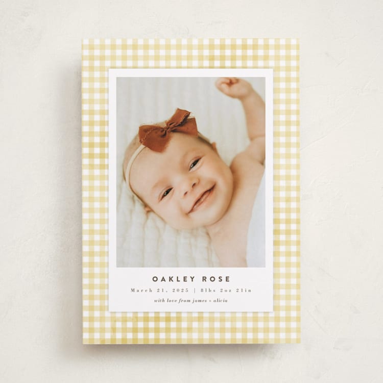 "Gingham" - Birth Announcements in Marigold by Jessie Steury - Front