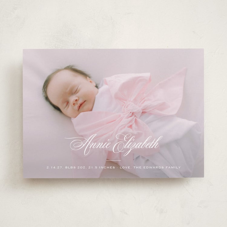 "Formal Classic" - Birth Announcements in Powder by Carolyn MacLaren - Front