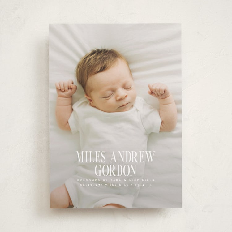 "Simply stated" - Birth Announcements in Cloud by Owl and Toad - Front