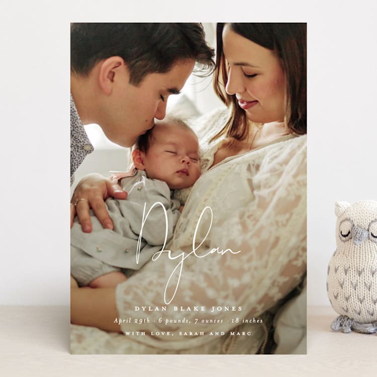 "Delicate" - Birth Announcements in Powder by Sara Hicks Malone - Front