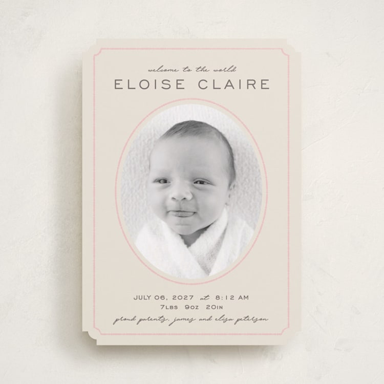 "Prim" - Birth Announcements in Petal by Melissa Egan of Pistols - Front