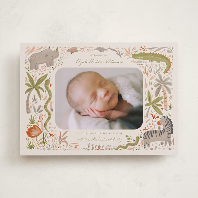 "Hello Safari" - Birth Announcements in Canopy by Vera Lim - Front