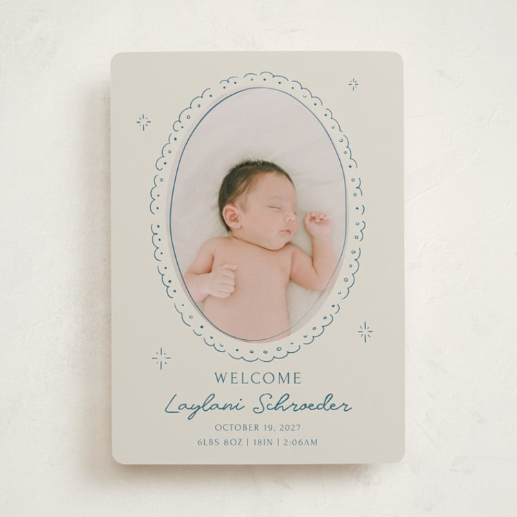 "Doodle Frame" - Birth Announcements in Deep Pond by Zove Ahhh - Front