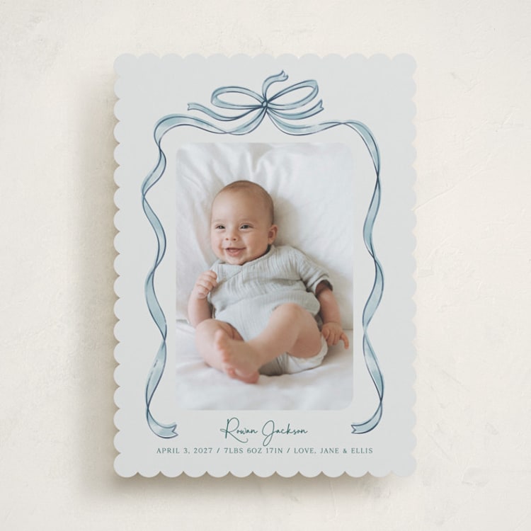 "Tied Together" - Birth Announcements in Mint by Paper Sun Studio - Front
