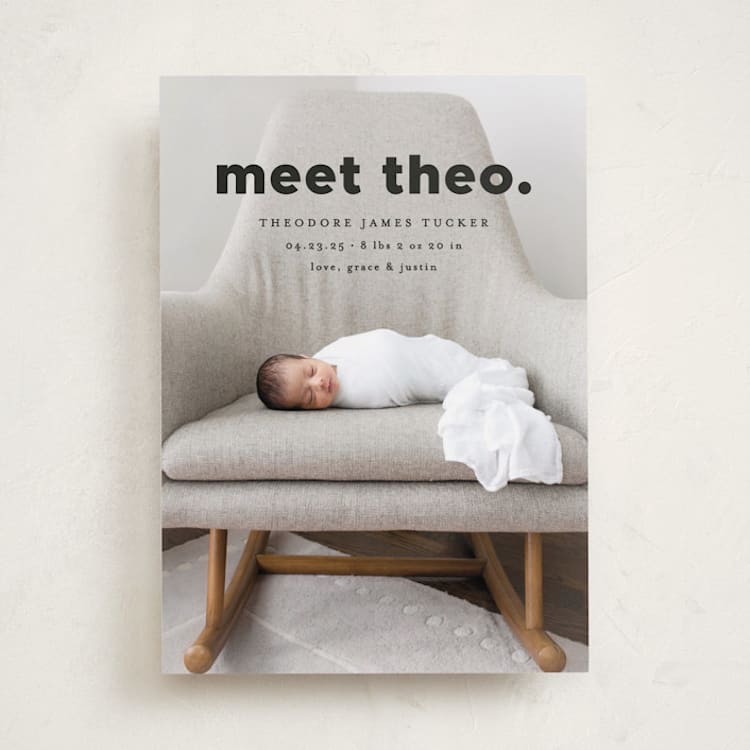"Simple Statement" - Birth Announcements in Onyx by Erica Krystek - Front