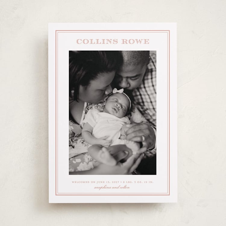 "Engraved" - Birth Announcements in Ballet Slipper by Stacey Meacham - Front