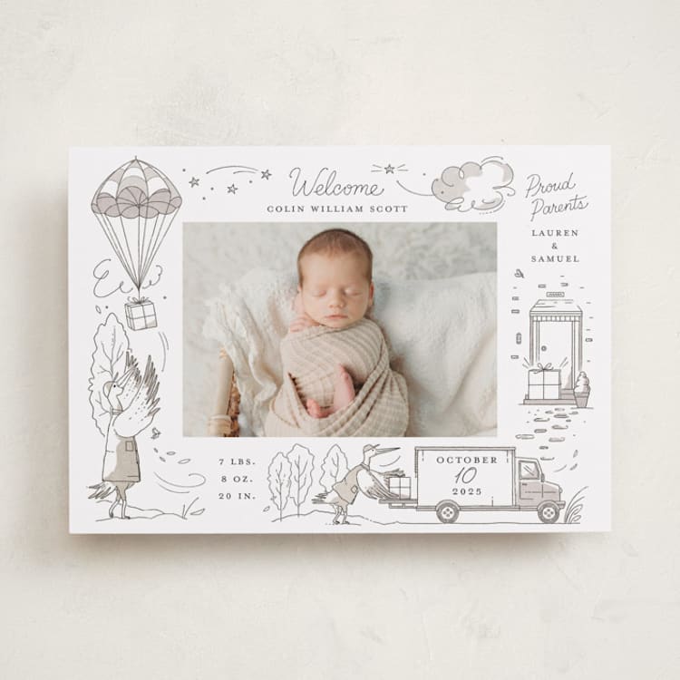 "Special Delivery" - Birth Announcements in Slate by Morgan Ramberg - Front