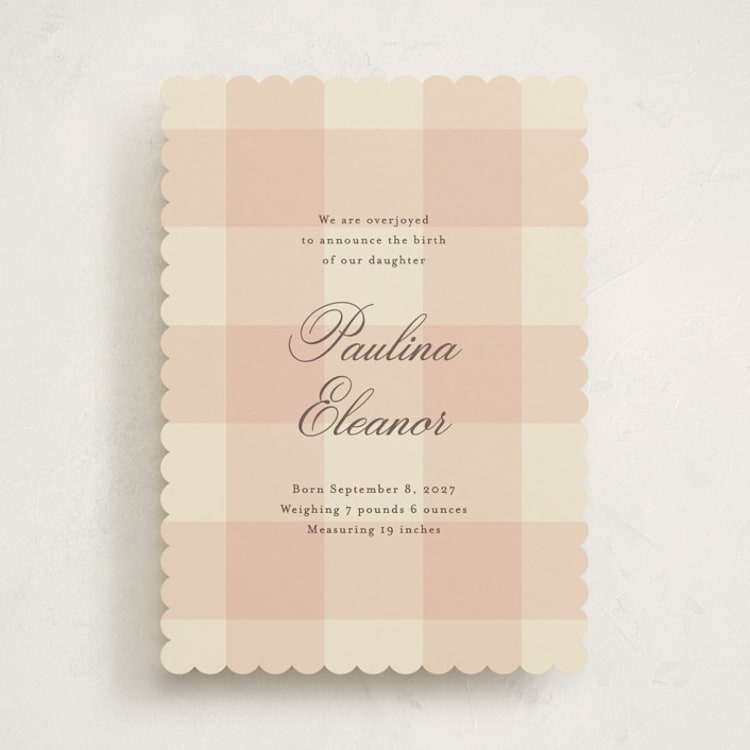 "sweet gingham" - Birth Announcements in Blush by Ellen Schlegelmilch - Front