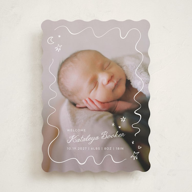 "Dreamland" - Birth Announcements in Linen by Zove Ahhh - Front