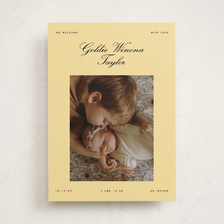 "Goldie" - Birth Announcements in Banana by Ekko Studio - Front