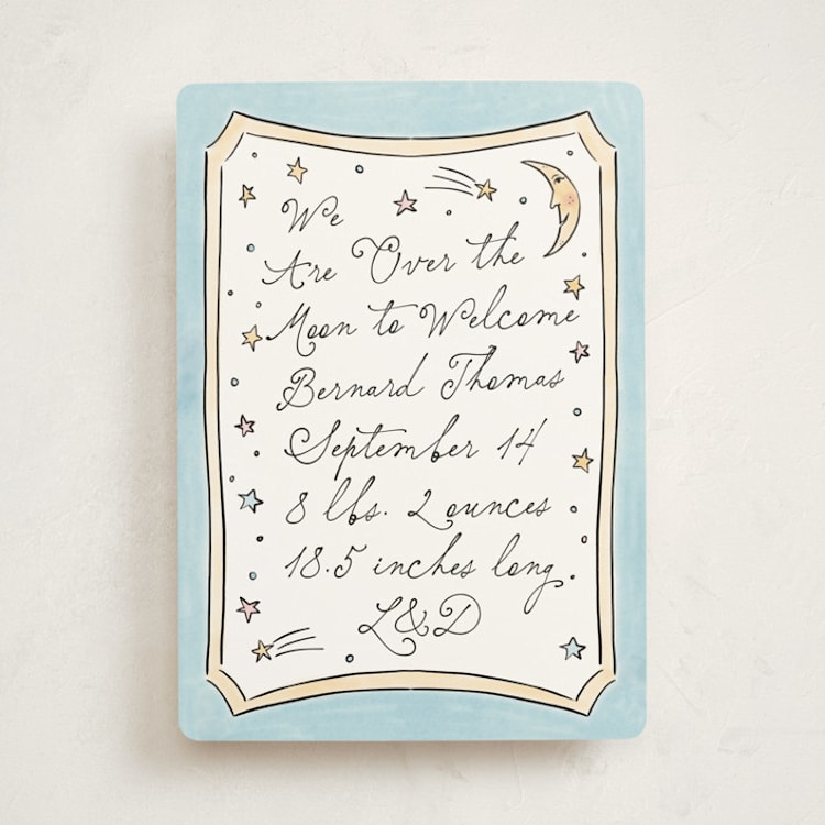 "Over The Moon and Back" - Birth Announcements in Sky by Ashlee Townsend - Front