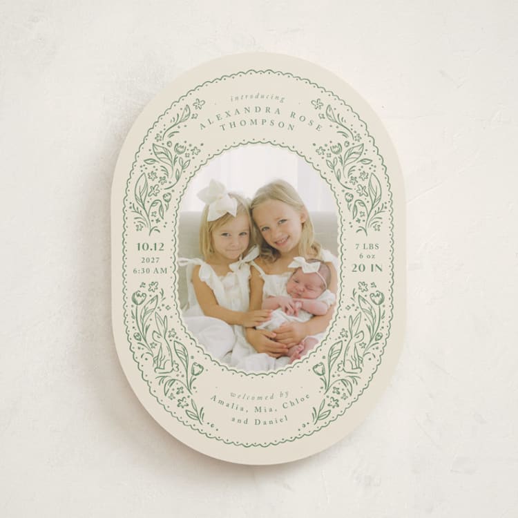 "bunnies and flowers" - Birth Announcements in Sage by Anastasia Makarova - Front