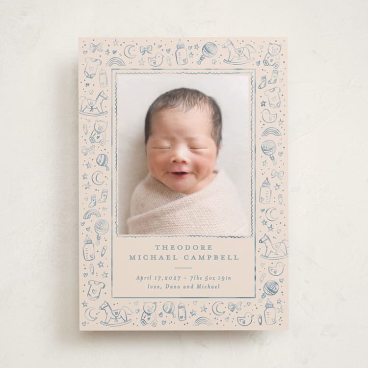 "Iconic bebe" - Birth Announcements in Bluebird by Creo Study - Front