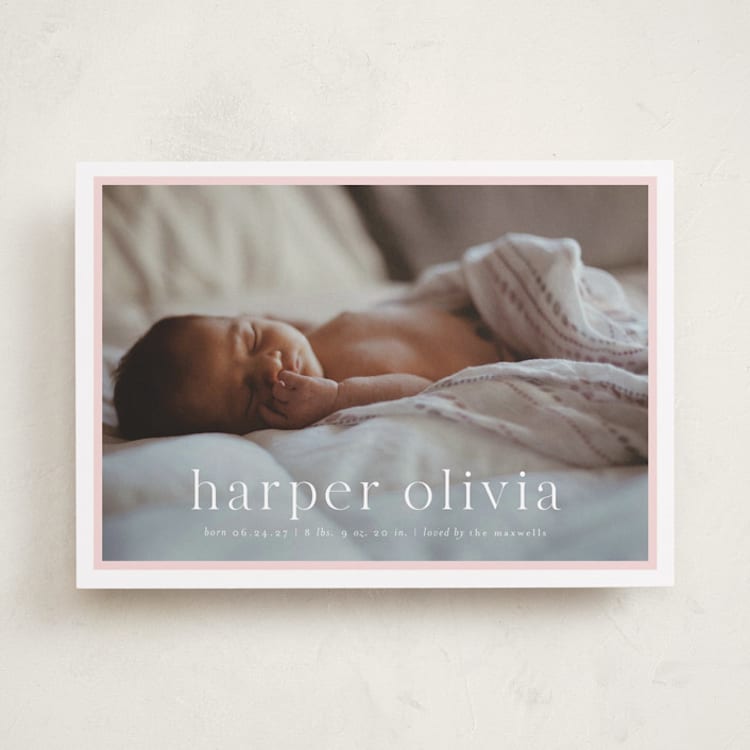 "Portraiture" - Birth Announcements in Rose by Alexandra Cohn - Front