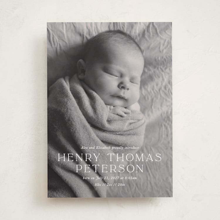 "Refined" - Birth Announcements in Powder by Melissa Egan of Pistols - Front