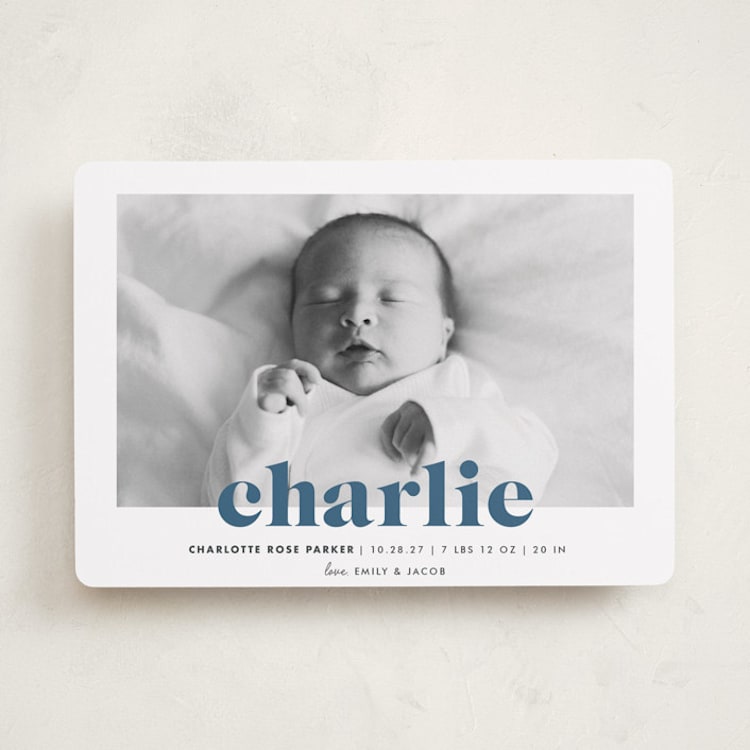 "Bold Nickname" - Birth Announcements in Bluebird by Shirley Lin Schneider - Front