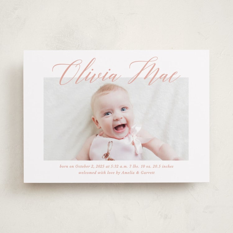 "Sweet Script" - Birth Announcements in Sweet Pea by Jennifer Postorino - Front