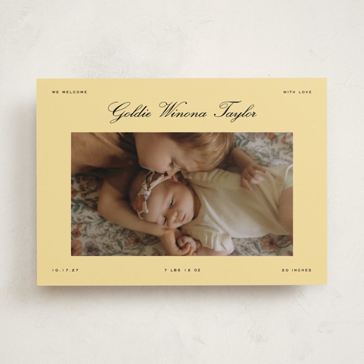 "Goldie" - Birth Announcements in Banana by Ekko Studio - Front