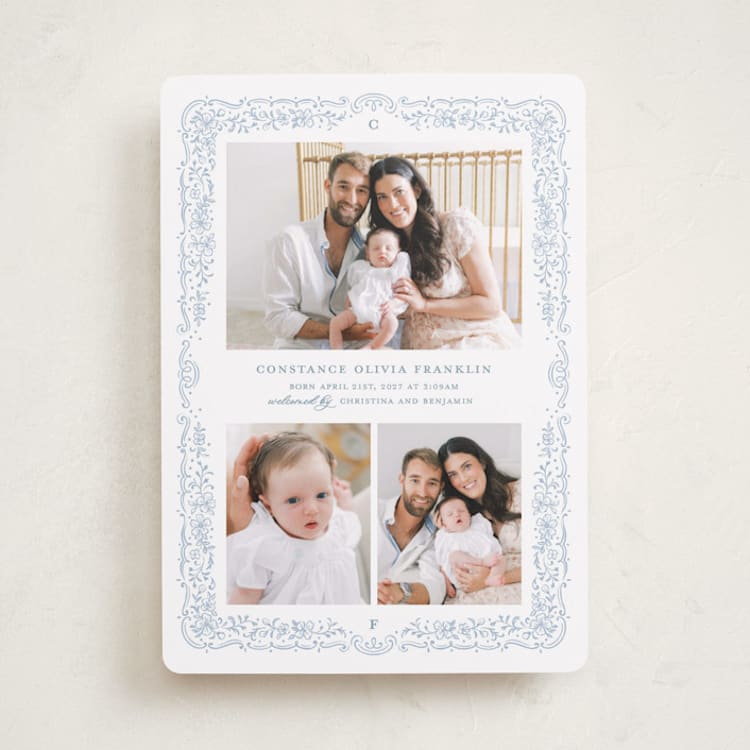 "Constance" - Birth Announcements in Powder by Paper Raven Co. - Front