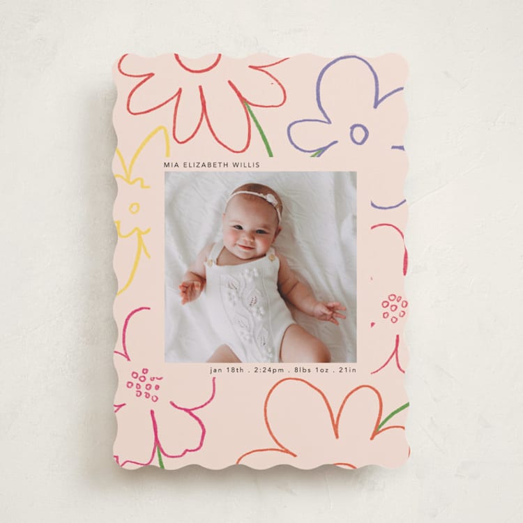 "Spring Flowers" - Birth Announcements in Blush by Morgan Kendall - Front