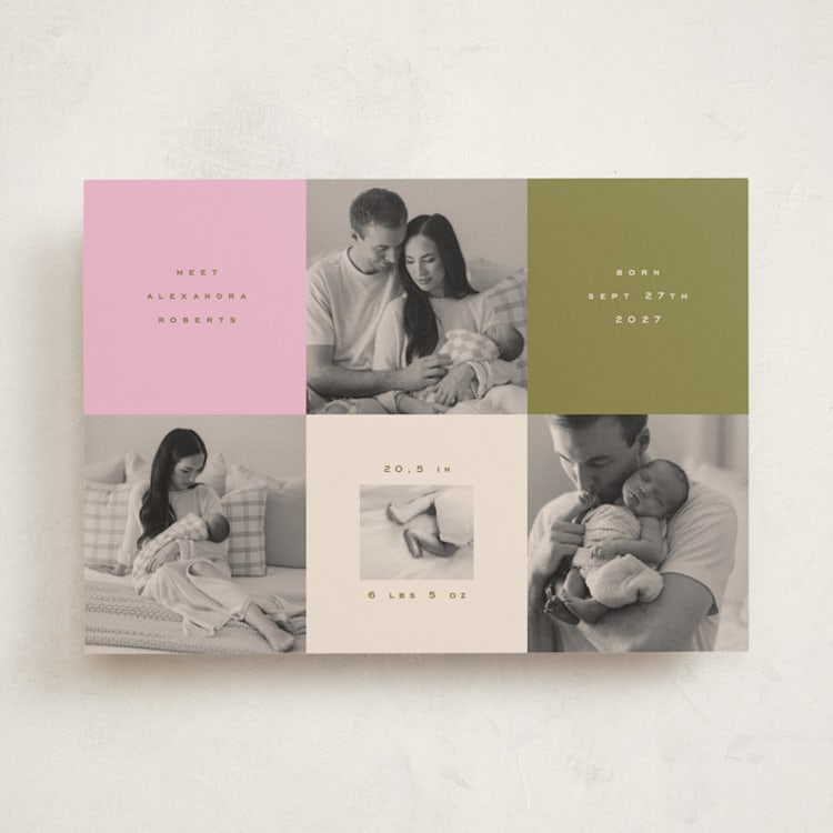 "colorblocks" - Birth Announcements in Sweet Matcha by Anastasia Makarova - Front