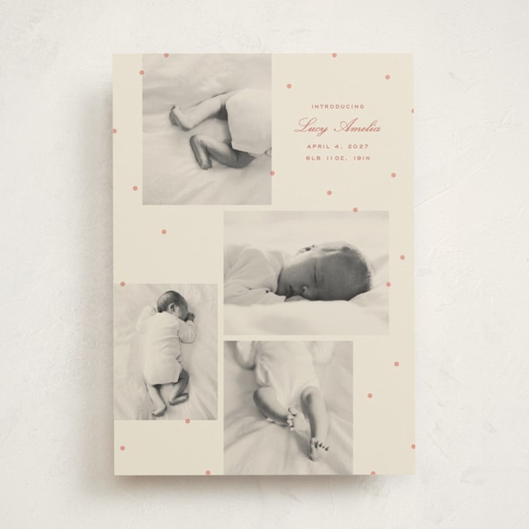 "tiny polka dots" - Birth Announcements in Peach by Ellen Schlegelmilch - Front
