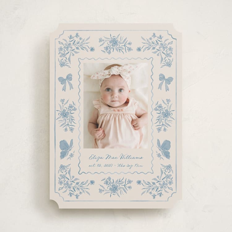 "Vintage Love" - Birth Announcements in Duck Egg by Vera Lim - Front